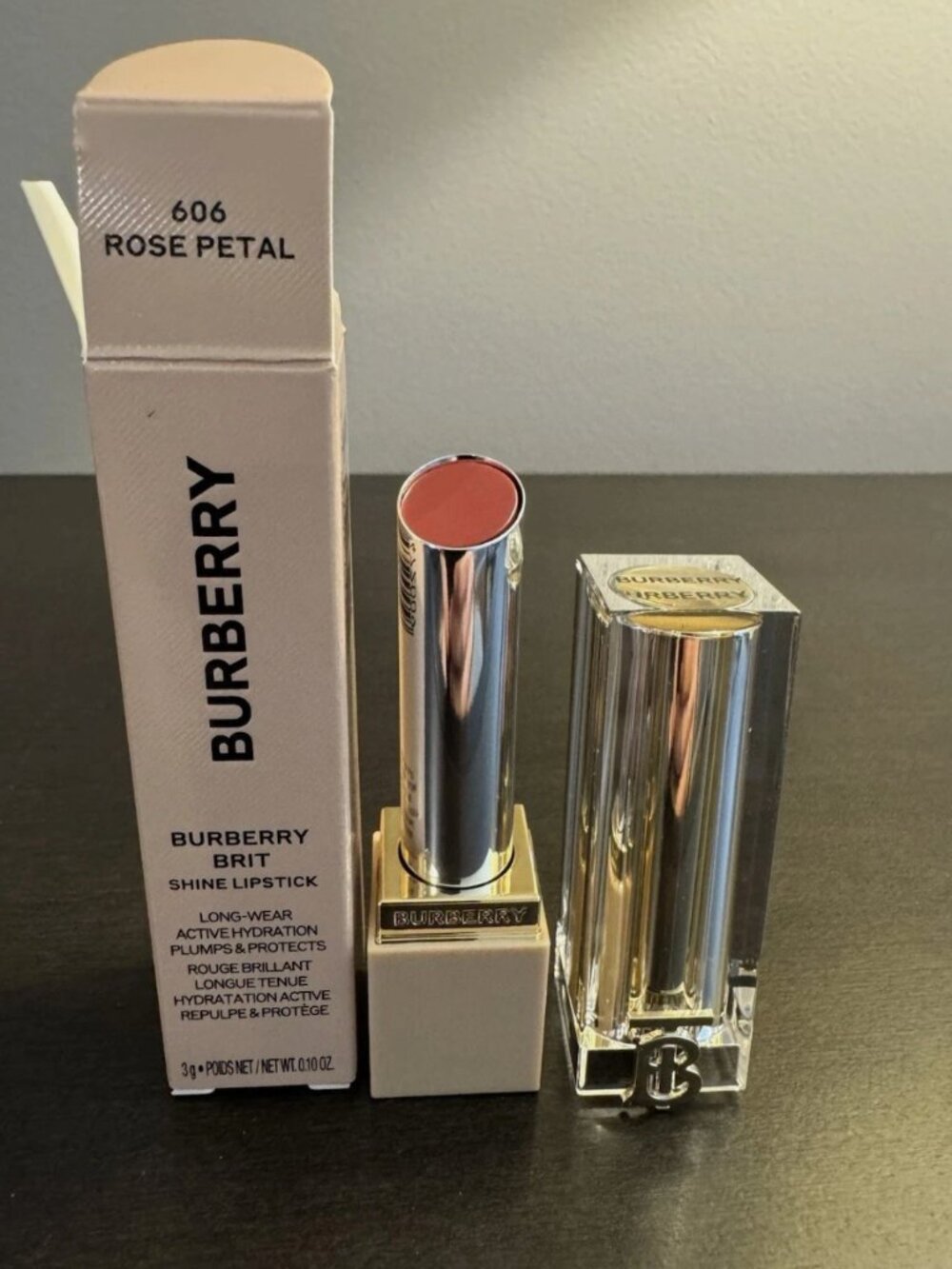 Burberry Brit Shine Lipstick 606 Rose Petal 3 g .1 oz Full Size NIB